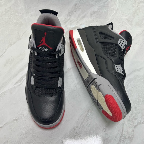 Brand New Retro 4 ‘Bred Reimagined’ Men’s Black/Red Sneakers Trainers - Picture 4 of 6